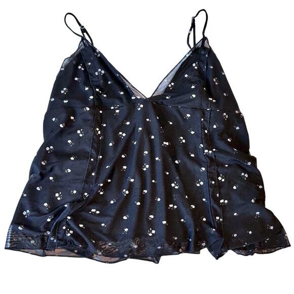 Y2K Babydoll Dark Fairy Whimsygoth Micro Floral Sheer Dainty Tank Women XXL - Picture 2 of 8